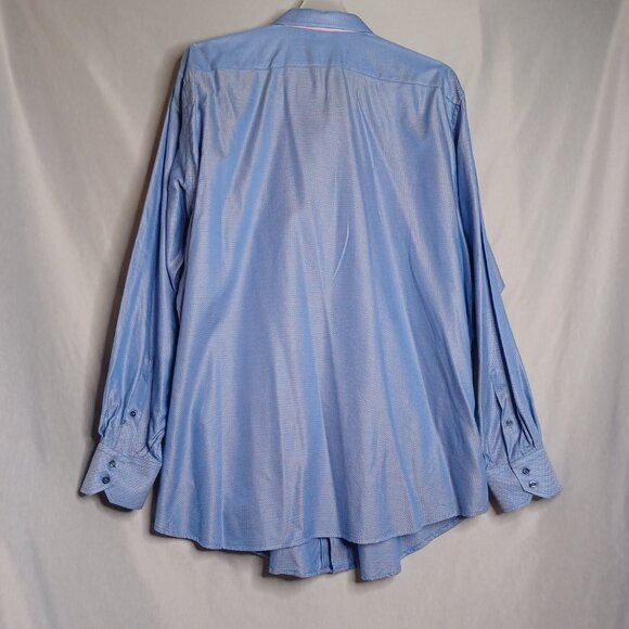 Robert Graham Shirt Mens 47(38/39)Tall SkyBlue Herringbone Long Sleeve Flip Cuff - Picture 2 of 13